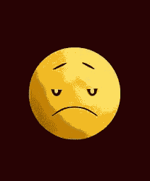 a yellow smiley face with a sad look on it 's face on a black background .
