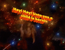 a christmas tree with a message saying hey hey unto you a child is born