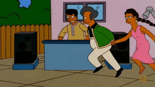 a cartoon of a man and a woman dancing