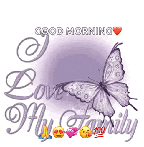 a butterfly with the words good morning love my family