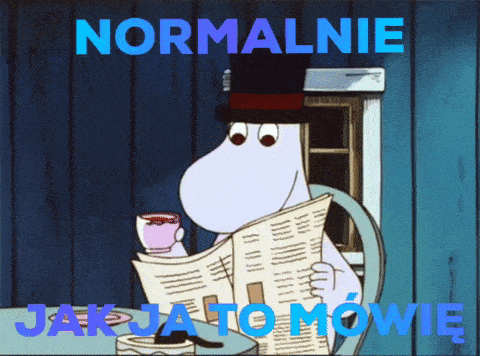 a picture of a cartoon character reading a newspaper with the words normalnie jak ja to movie below him