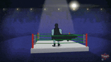a cartoon of batman in a boxing ring with the words verbal age on the bottom right