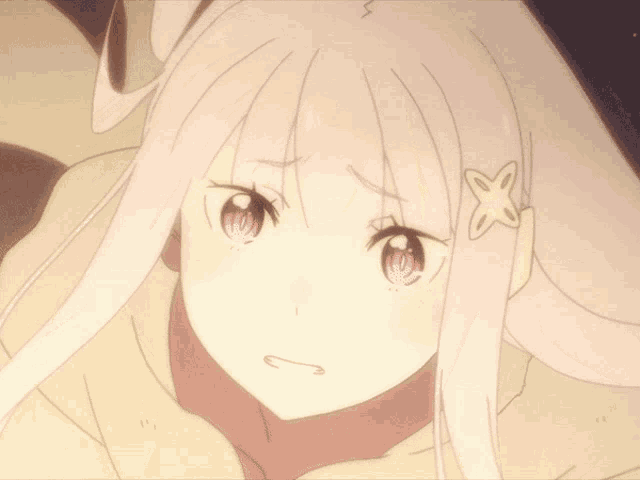 a girl with white hair has a star on her hair
