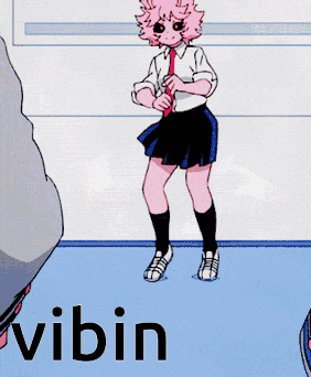 a cartoon of a girl doing a handstand with the word vibin written below her