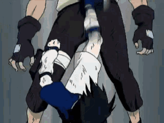 a cartoon of two men fighting each other and one of them is laying on his back .