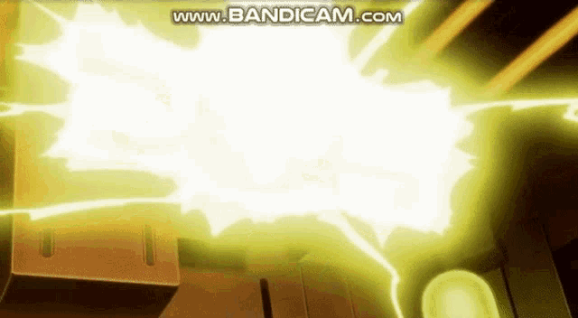 a yellow lightning bolt is coming out of a hole in a wall