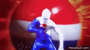 a man in a blue suit is holding a bottle of pepsi .