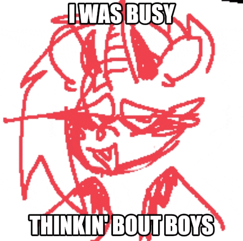 a drawing of a girl with the words i was busy thinkin bout boys on it