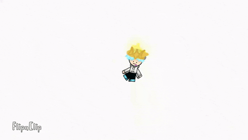 a cartoon character with a green headband is flying in the air .