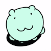 a cartoon drawing of a frog with a smile on its face and a shadow .