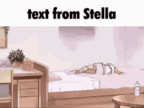 a drawing of a bedroom with the text " text from stella "