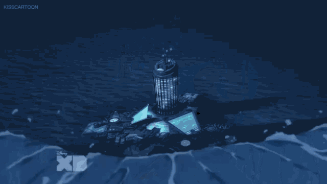 a cartoon of a ship in the ocean with the words kisscartoon on the bottom right
