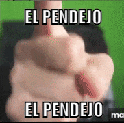 a close up of a person 's hand pointing at the camera with the words `` el pendejo el pendejo '' written on it .