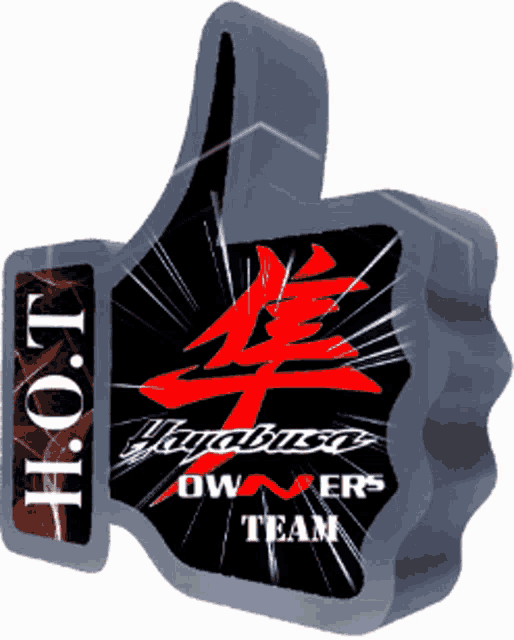 a thumbs up sign that says hayabusa owners team on it