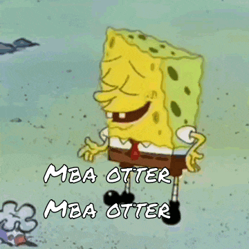 a cartoon of spongebob with the words mba otter mba otter on the bottom
