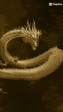 a picture of a golden dragon with a capcut logo on the bottom