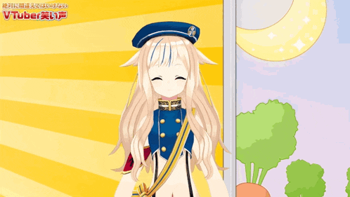 a cartoon of a girl with the words vtuber on the bottom right