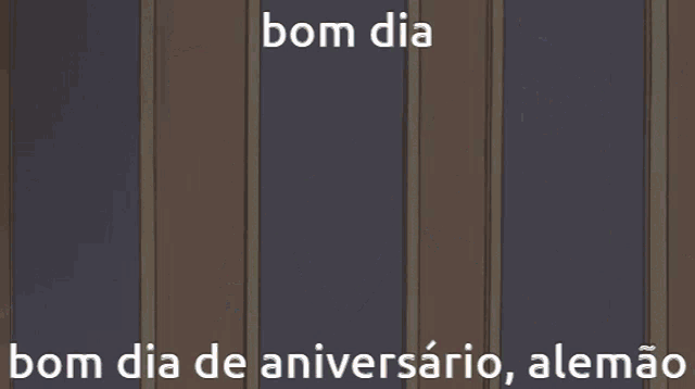 a cartoon character with green glasses says bom dia bom dia de aniversario alemão