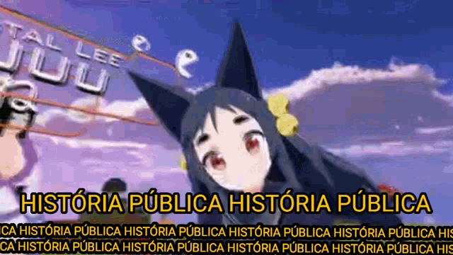 a picture of a girl with a cat ear and the words historia publica historia publica