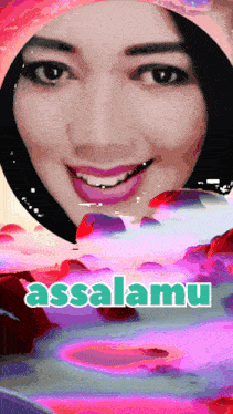 a picture of a woman with the words assalamu written on it