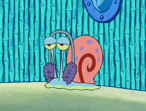 a cartoon of a snail wearing earmuffs against a blue background