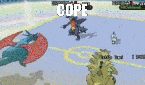a pokemon video game with the word cope on the bottom