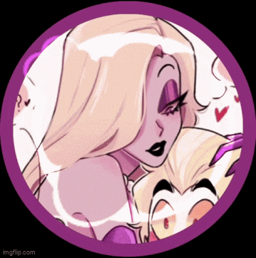 a picture of a cartoon character with a purple circle around them