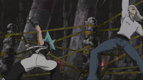 a cartoon character is surrounded by a bunch of yellow tape