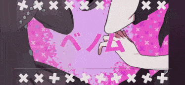 a drawing of a person holding another person 's hand with a pink background that says ' xxx ' on it