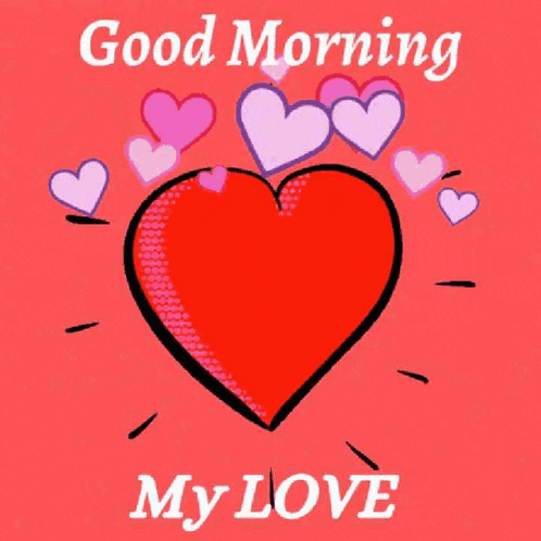 a red heart with hearts surrounding it and the words `` good morning my love '' .