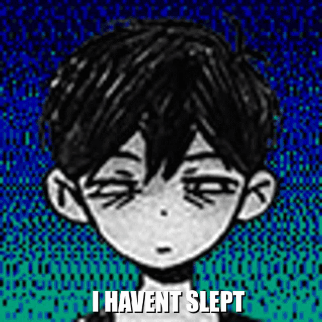 a black and white drawing of a boy with the words i haven t slept underneath it