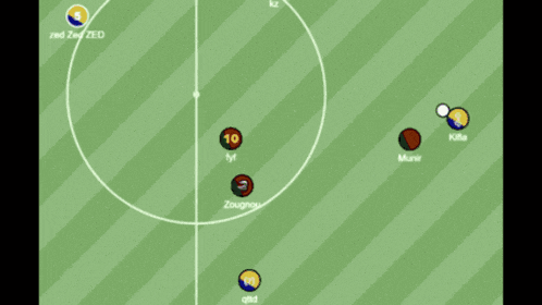 a soccer game is being played with the words blue score at the top