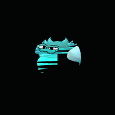 a cartoon character with wings and a face is flying through the air
