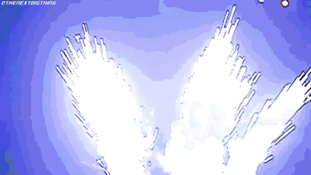 a purple background with a drawing of a person 's arms shooting lightning