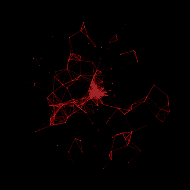 a black background with red lines and dots that look like a spider web