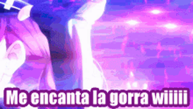 a purple background with the words me encanta la gorra wiiiiii on it