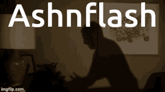 a shadow of a person is cast on a wall with the words ashnflash behind them