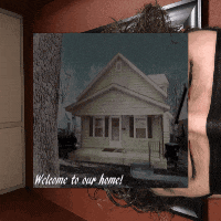 a picture of a house with the words welcome to our home on the bottom