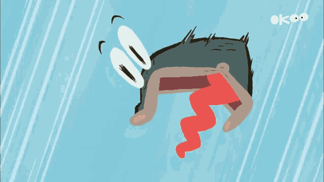 a cartoon character with a red swirl coming out of his mouth and the word okeo on the bottom