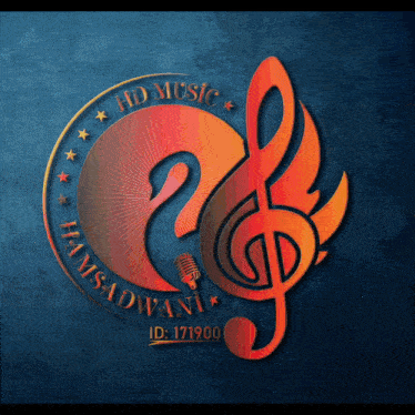 a logo for hd music with a treble clef and a microphone