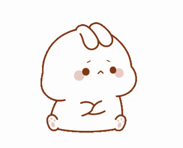 a cartoon drawing of a rabbit with a bow on its head and the letter x on its chest