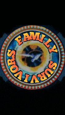 a family survivor logo with a clock in the middle