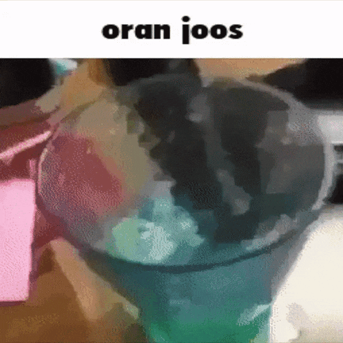 a picture of a drink with the word oran joos on the top