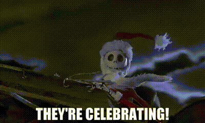 jack skellington from the nightmare before christmas is celebrating