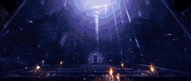 a purple background with a white circle in the center