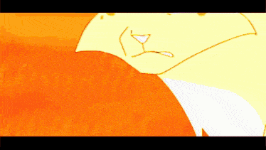 a cartoon drawing of a yellow cat with an angry expression