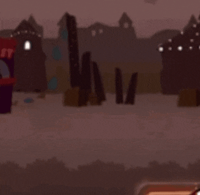 a cartoon character with a yellow haircut is walking in a dark forest .
