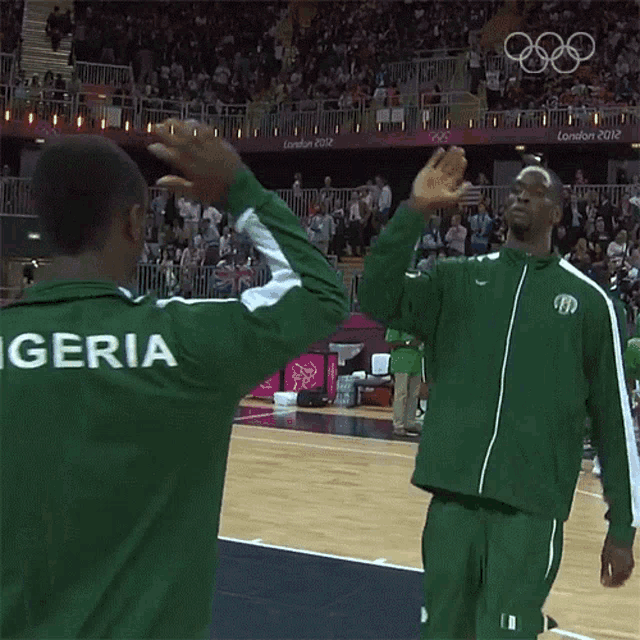 High Five Nigeria Mens National Basketball Team GIF - High Five Nigeria Mens National Basketball Team Olympics GIFs