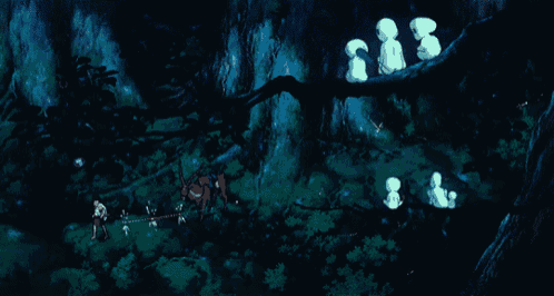 a group of ghosts are sitting on a tree branch