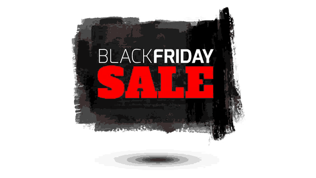 a black friday sale sign with red letters